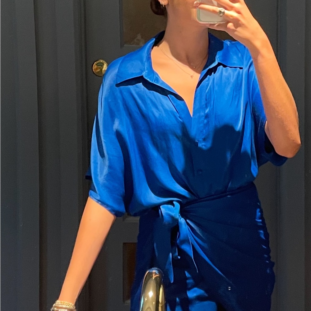 Zara XS blue wrap dress